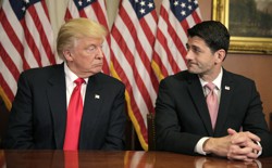 Donald Trump meets with Speaker of the House Paul Ryan in Washington.