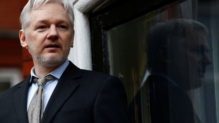 WikiLeaks founder Julian Assange makes a speech from the balcony of the Ecuadorian Embassy in London.