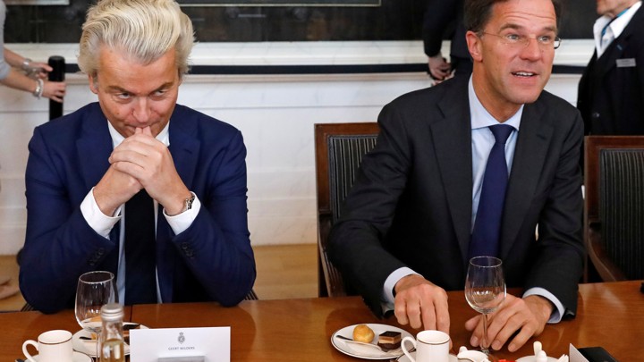 Dutch Prime Minister Mark Rutte with far-right politician Geert Wilders