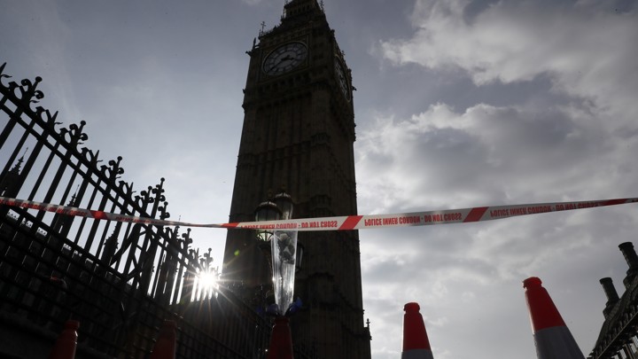 The Houses of Parliament in Westminster seen the day after an attack in London on March 23, 2017.