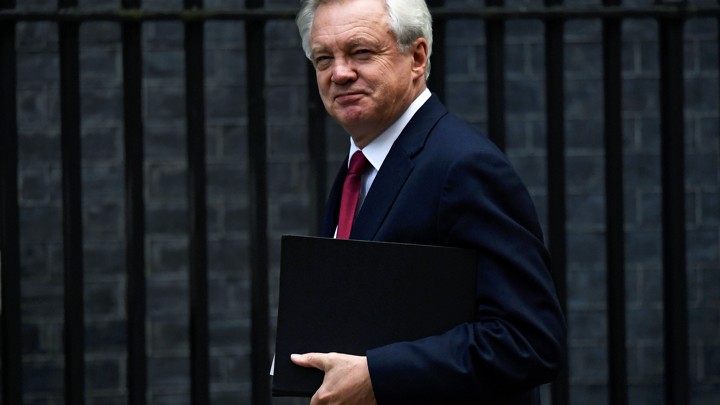 David Davis, Secretary of State for Exiting the European Union, arrives at Downing Street.