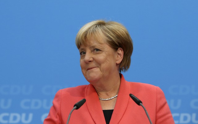 German Chancellor Angela Merkel addresses a news conference in Berlin, Germany.