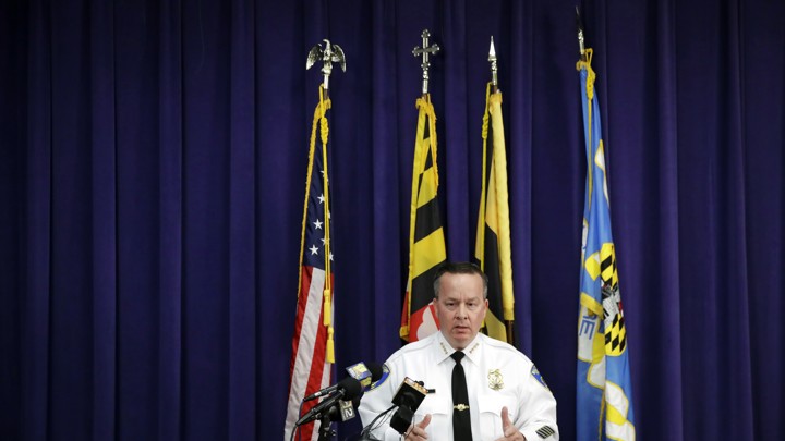 Baltimore Police Commissioner Kevin Davis speaks on Tuesday