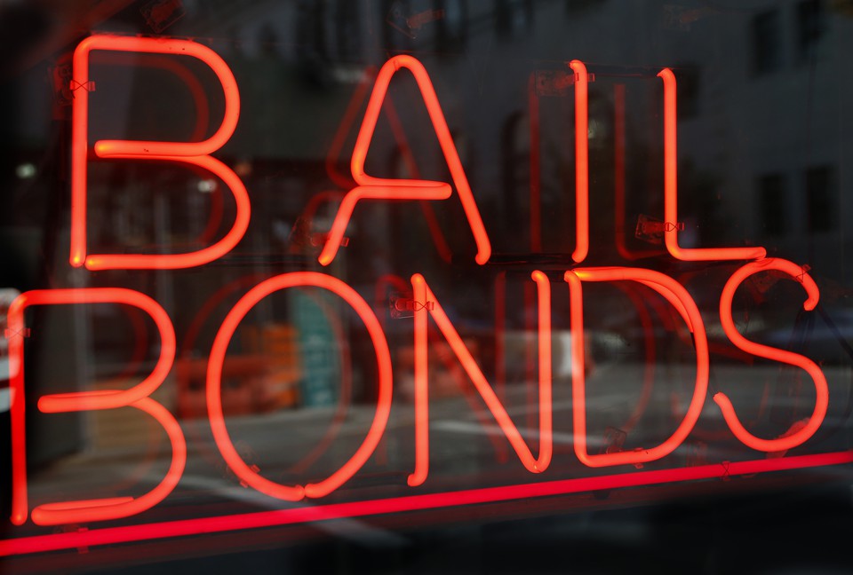 A sign advertising bail bonds
