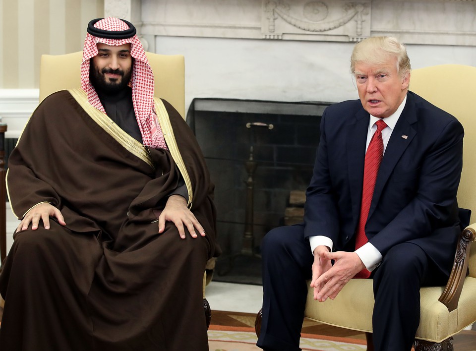 President Donald Trump meets with Mohammed bin Salman, Deputy Crown Prince and Minister of Defense of the Kingdom of Saudi Arabia at the White House on March 14, 2017.