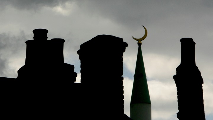 An Islamic crescent pictured at a mosque in London on August 11, 2006.