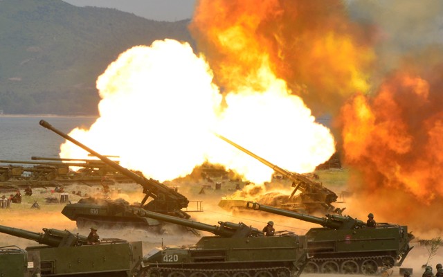 A North Korean military drill marking the 85th anniversary of the establishment of the Korean People's Army