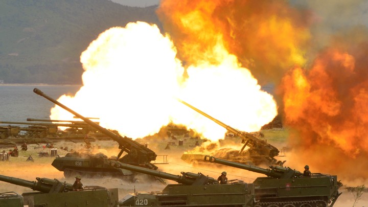 A North Korean military drill marking the 85th anniversary of the establishment of the Korean People's Army