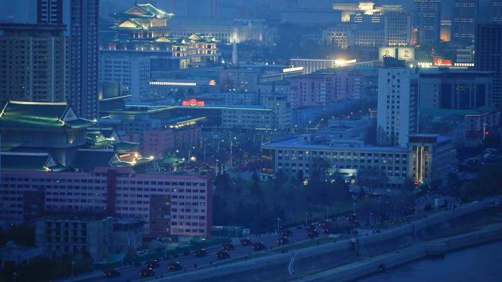 A photo of central Pyongyang, North Korea on April 13, 2017.