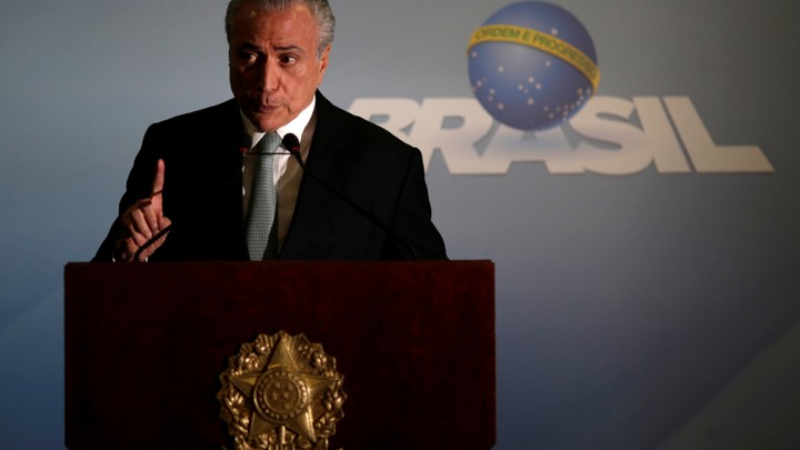 Brazilian President Michel Temer speaks at the Planalto Palace in Brasilia, Brazil on May 18, 2017.