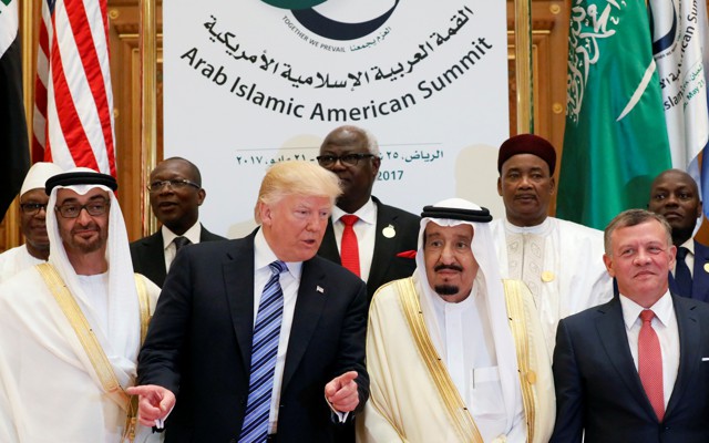 Jordan's King Abdullah II, Saudi Arabia's King Salman bin Abdulaziz Al Saud, U.S. President Donald Trump.