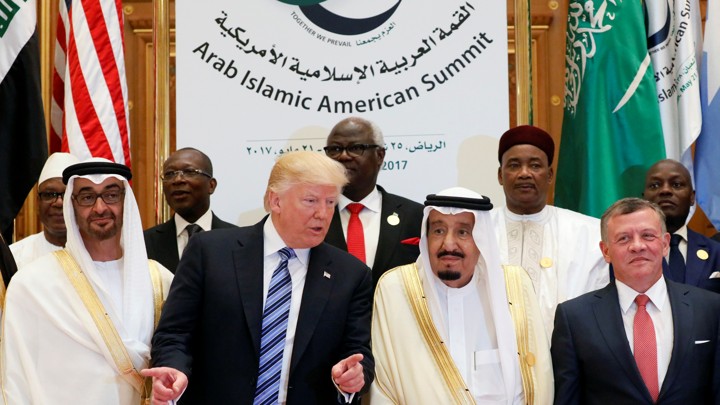 Jordan's King Abdullah II, Saudi Arabia's King Salman bin Abdulaziz Al Saud, U.S. President Donald Trump.
