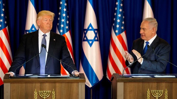 President Donald Trump and Israel’s Prime Minister Benjamin Netanyahu deliver remarks before a dinner at Netanyahu’s residence in Jerusalem on May 22, 2017.