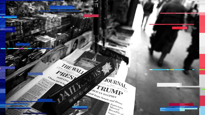 The cover of the Wall Street Journal is seen with other papers at a newsstand in New York on November 9, 2016.