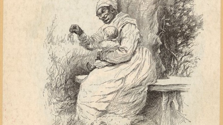 A 19th-century illustration of a black "mammie" with a white child