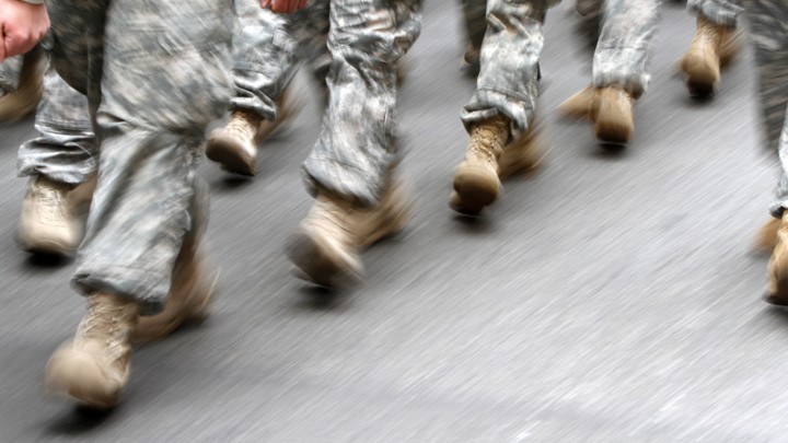 American troops marching