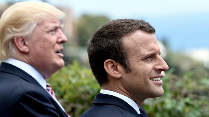President Trump and French President Emmanuel Macron attend the G7 Summit in Sicily, Italy on May 26, 2017.