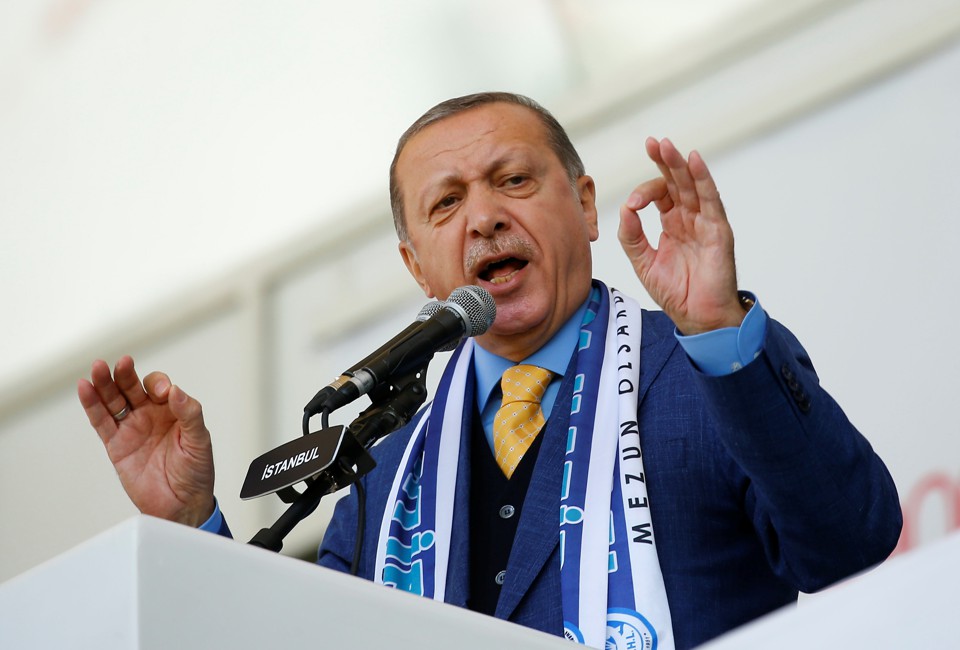 Turkish President Tayyip Erdogan delivers a speech on May 26, 2017.