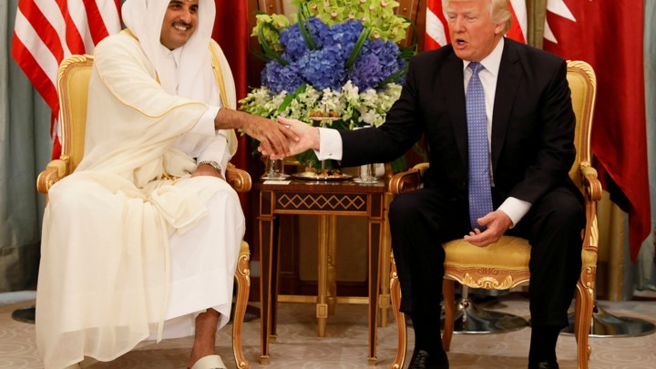 Qatar's Emir Sheikh Tamim Bin Hamad Al-Thani meets with U.S. President Donald Trump in Riyadh