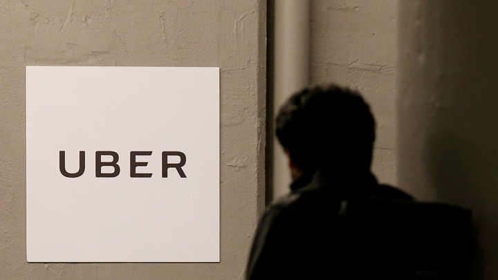 A man at Uber's office in Queens, New York