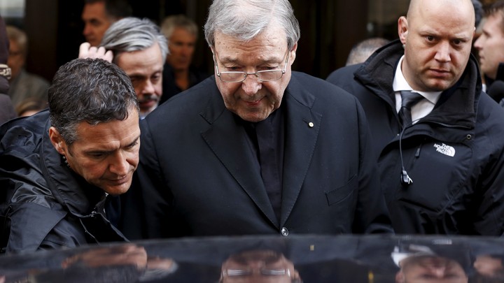 Pell leaves the Quirinale hotel in Rome on March 3, 2016.