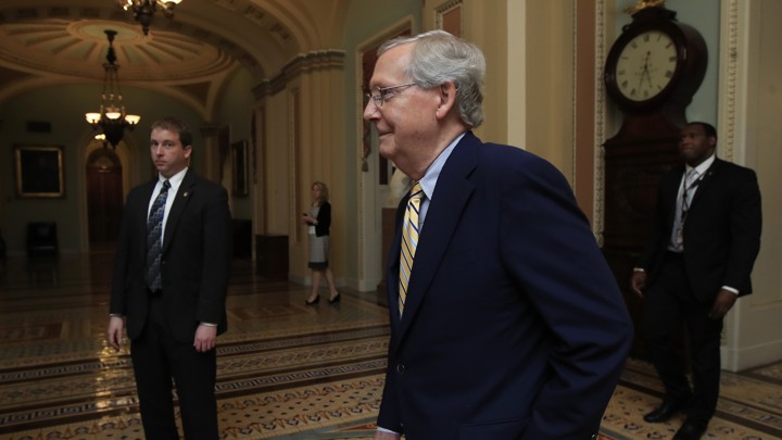 The Senate majority leader, Mitch McConnell, on Capitol Hill