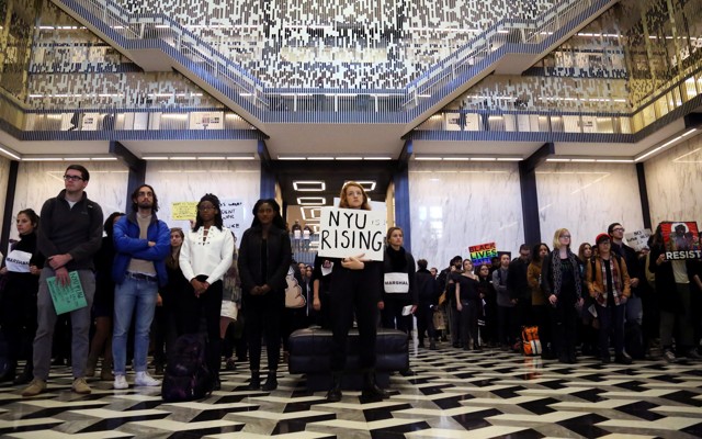An anti-Trump protest at New York University