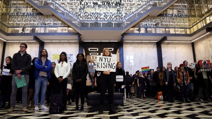 An anti-Trump protest at New York University