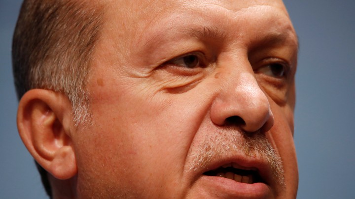 A full-faced portrait of Turkish President Recep Tayyip Erdogan