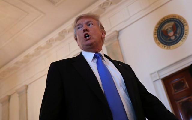 A picture of Trump walking. 