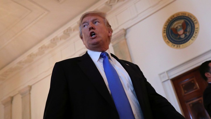 A picture of Trump walking.