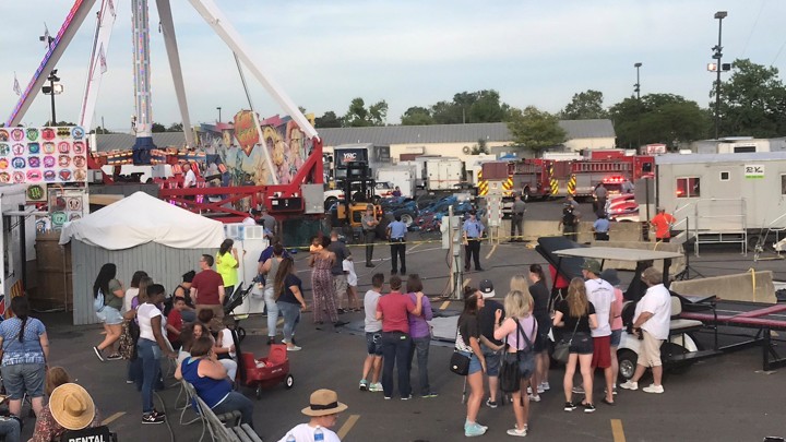The Ohio State Fair around the time of a ride malfunction on July 26, 2017.