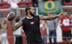 Colin Kaepernick warming up before a game.