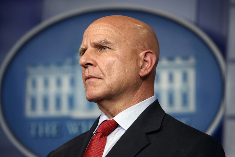 National-Security Adviser H.R. McMaster listens during the daily press briefing at the White House.