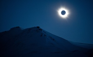 A total solar eclipse in Svalbard, Longyearbyen, Norway, on March 20, 2015