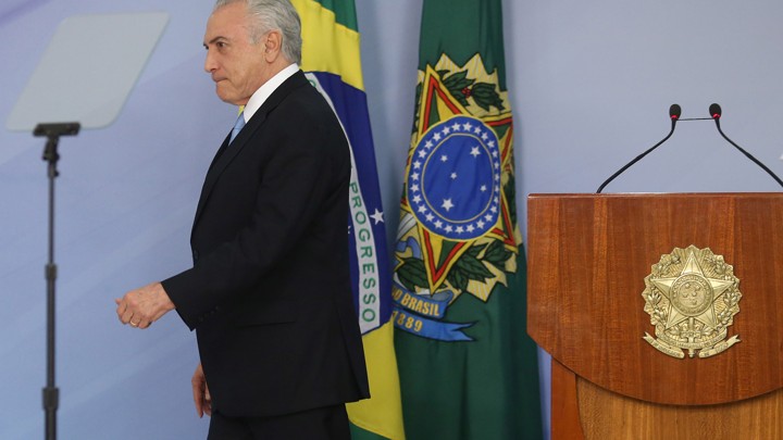 Brazilian President Michel Temer at the Planalto Palace in Brasilia, Brazil on August 2, 2017.