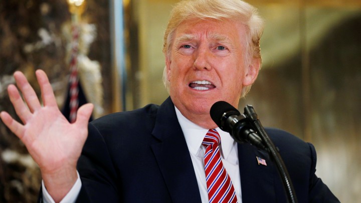 Donald Trump speaks at a press conference.