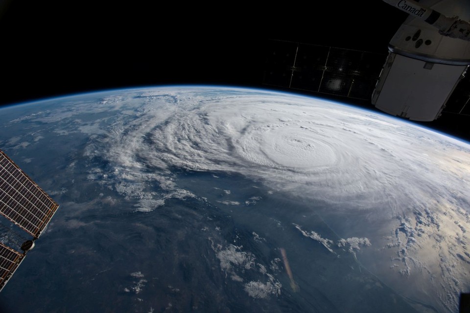 Hurricane Harvey looms off the coast of Texas, as seen from aboard the International Space Station.