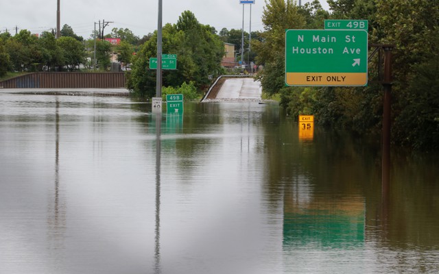 A flooded highway in Houston