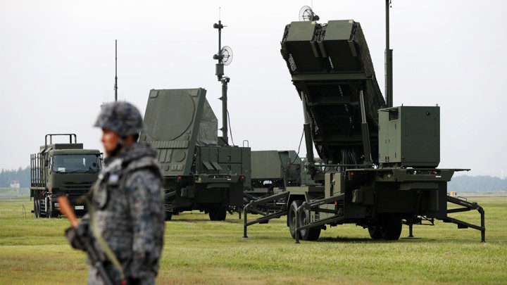 A Japanese soldier takes part in a drill in response to a recent missile launch by North Korea at U.S. Air Force Yokota Air Base in Fussa on the outskirts of Tokyo, Japan on August 29, 2017.