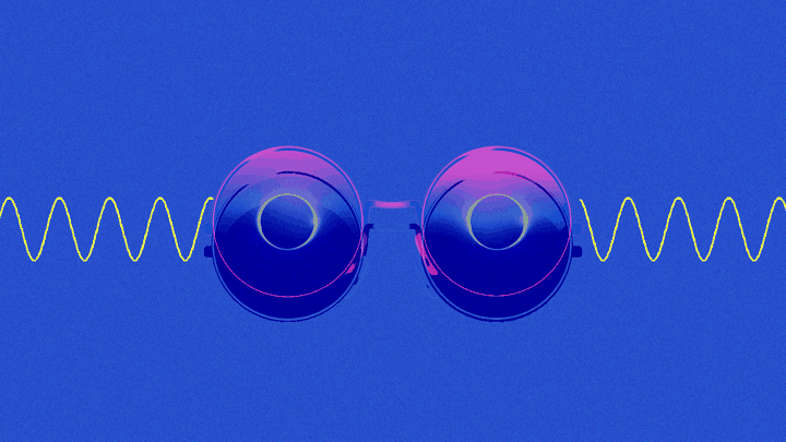 Sound waves pass through a pair of goggles observing a solar eclipse.