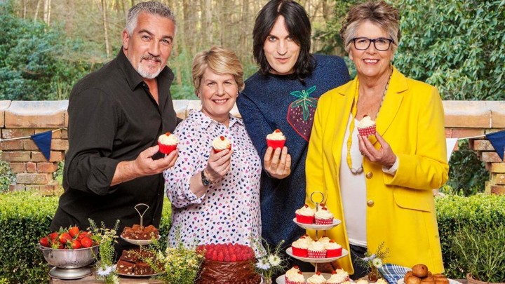 Paul Hollywood, Sandi Tiksvig, Noel Fielding, and Prue Leith star in the updated series 'The Great British Bake Off,' which aired on Tuesday in the U.K. on Channel 4
