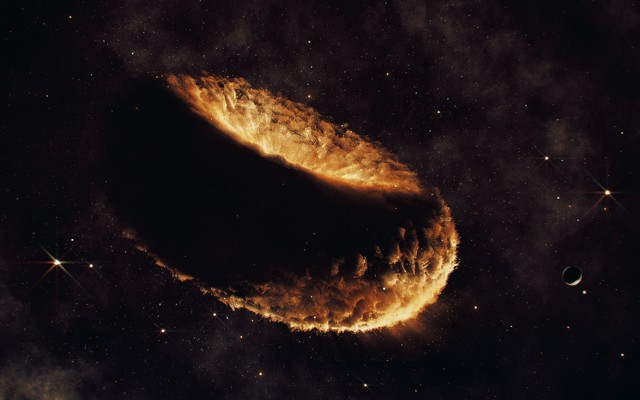 An artist’s impression of a synestia, a hypothetical object made of vaporized rock that might have birthed the moon