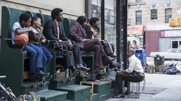C.C. (Gary Carr), Rodney (Method Man), and Larry (Gbenga Akinnagbe) in a scene from David Simon and George Pelecanos's The Deuce, airing on HBO September 10