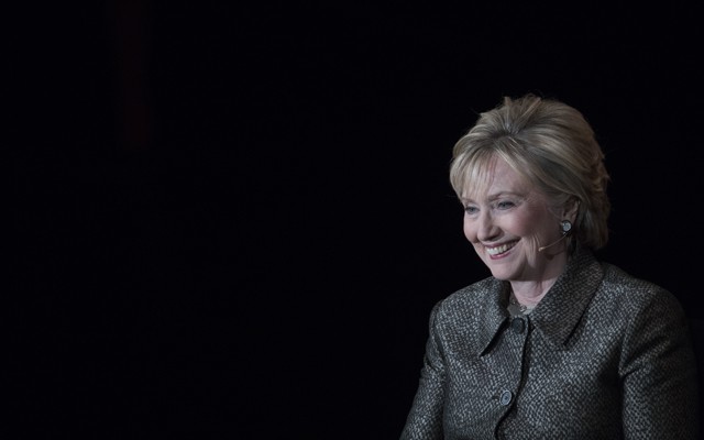 Hillary Clinton speaks at an event during in the run-up to her 2017 book tour.