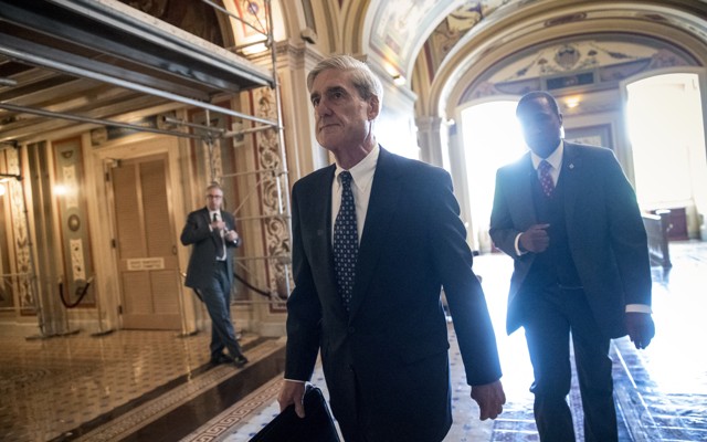 Special Counsel Robert Mueller departs after a closed-door meeting with members of the Senate Judiciary Committee in June 2017.