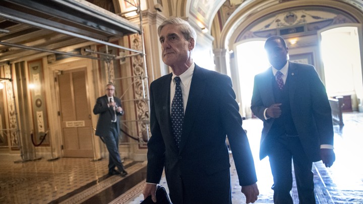 Special Counsel Robert Mueller departs after a closed-door meeting with members of the Senate Judiciary Committee in June 2017.