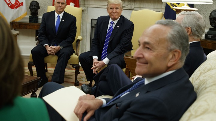 Donald Trump meets with Congressional leaders in the Oval Office.