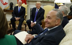 Donald Trump meets with Congressional leaders in the Oval Office. 