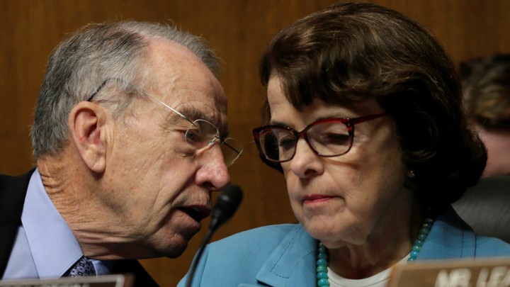 Senators Chuck Grassley and Dianne Feinstein, the leaders of the Senate Judiciary Committee, meet in May.
